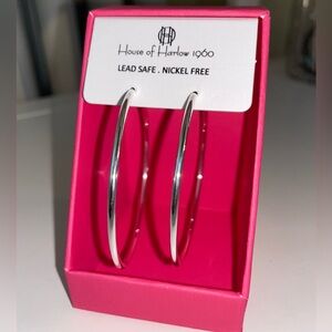 House of Harlow 1960 Shiny Silver Hoop Earrings